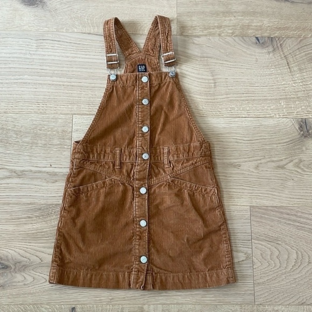 GAP Girls Brown Corduroy Overall Dress Jumper Size M 8/9 Fall School Outfit